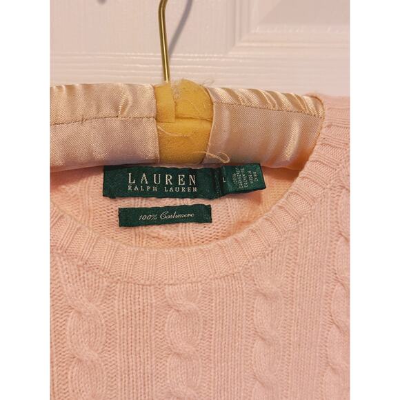 Ralph Lauren Green Label Womens Cashmere Cable-Knit Sweater Large Pink Vintage - Picture 4 of 10